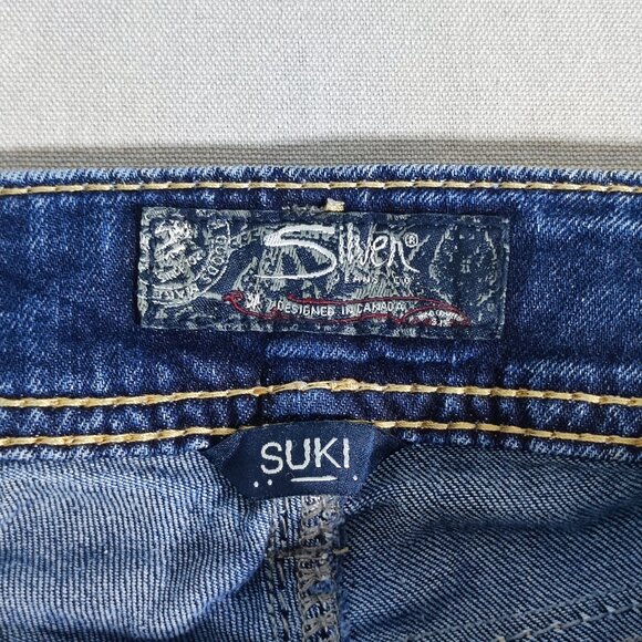 Silver Jeans women's size W27/L31 indigo blue Suki Super stretch Mid slim Boot - Picture 6 of 16